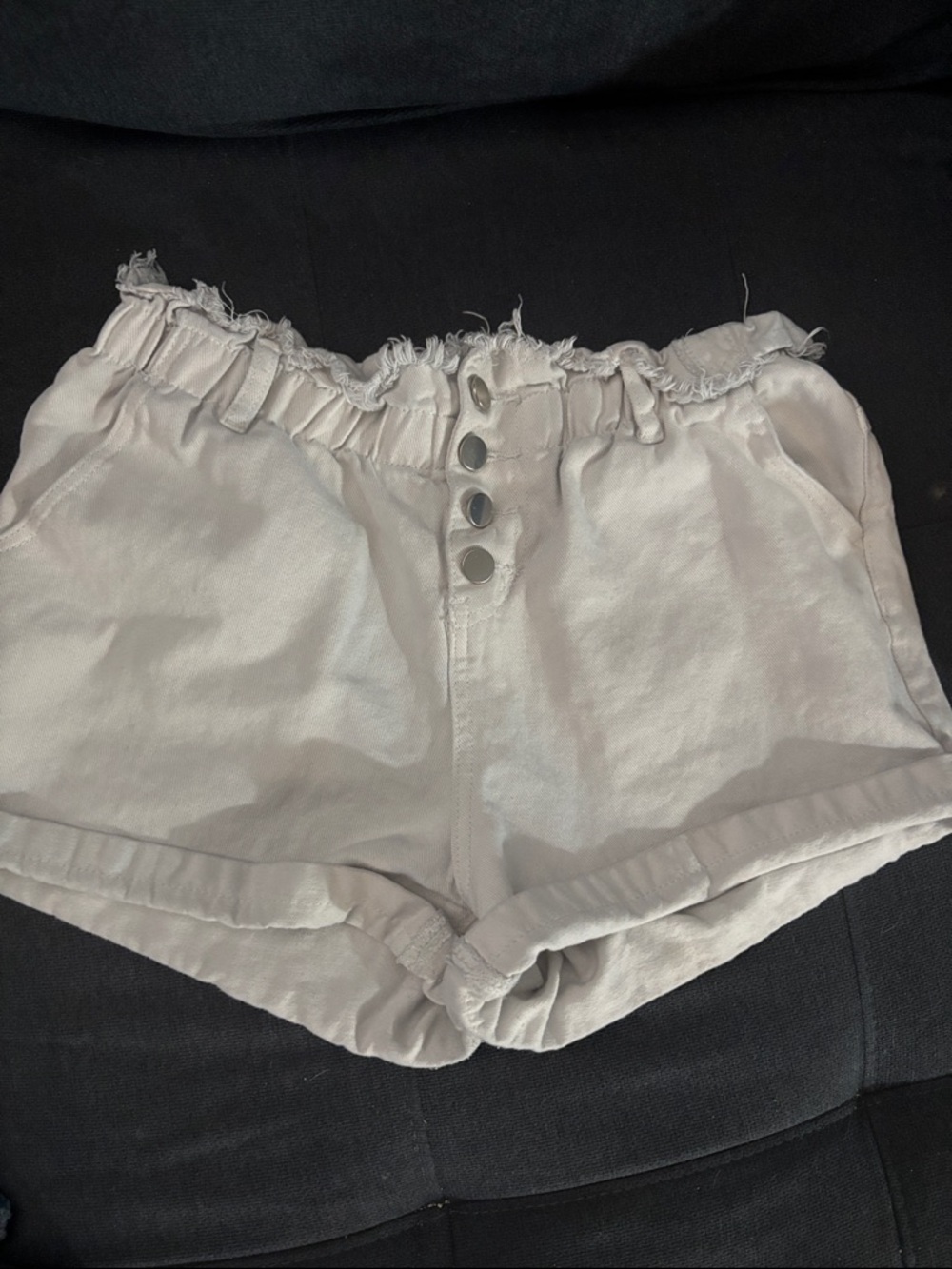 SHEIN High-Waist Paperbag Shorts in Light Beige